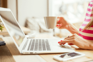 Computer and coffee